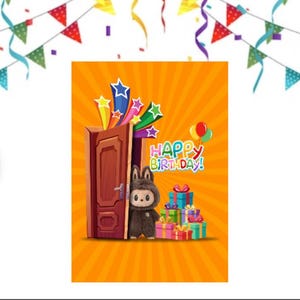 High Resolution Labubu Birthday card
