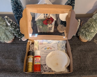 Kit de manualidades DIY para decoupage de conchas – Crea 3 conchas de vieira grandes