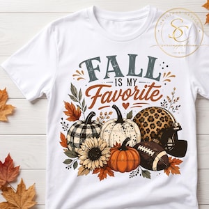 Fall Is My Favorite Png Svg, Fall Football Shirt Design, Pumpkin Football Png, Autumn Game Day Shirt, Leopard Football Helmet