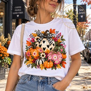 Cute Pumpkin PNG, Fall Pumpkin Shirt Design, Autumn Bow Pumpkin Clipart, Harvest Sublimation PNG, Seamless Pattern PNG
