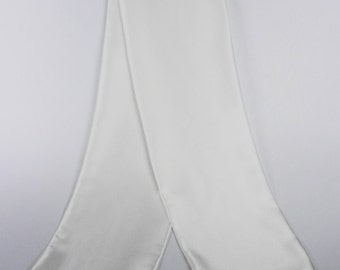 White Silk Scarf for Men, Neckerchief Scarf, Aviator Scarf, Satin Pilots Scarf double, Double Layer Silk scarf, Hand Made silk scarf, Gifts