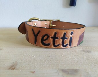 Custome Dog Leather Collar with Name