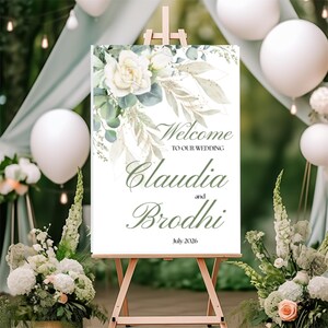 Editable Welcome Sign Template - Elegant Wedding, Bridal Shower & Baby Shower Sign - Printable Custom Sign - Instant Download Event Decor