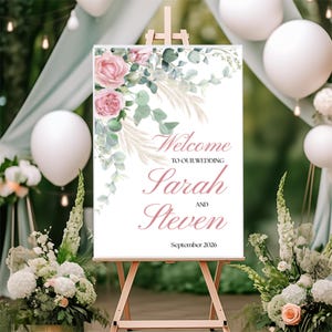 Editable Welcome Sign Template - Elegant Wedding, Bridal Shower & Baby Shower Sign - Printable Custom Sign - Instant Download Event Decor
