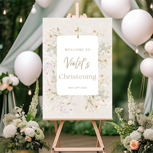 Editable Christening Welcome Sign - DIY Christening Sign Template - Instant Download - Christening Decorations