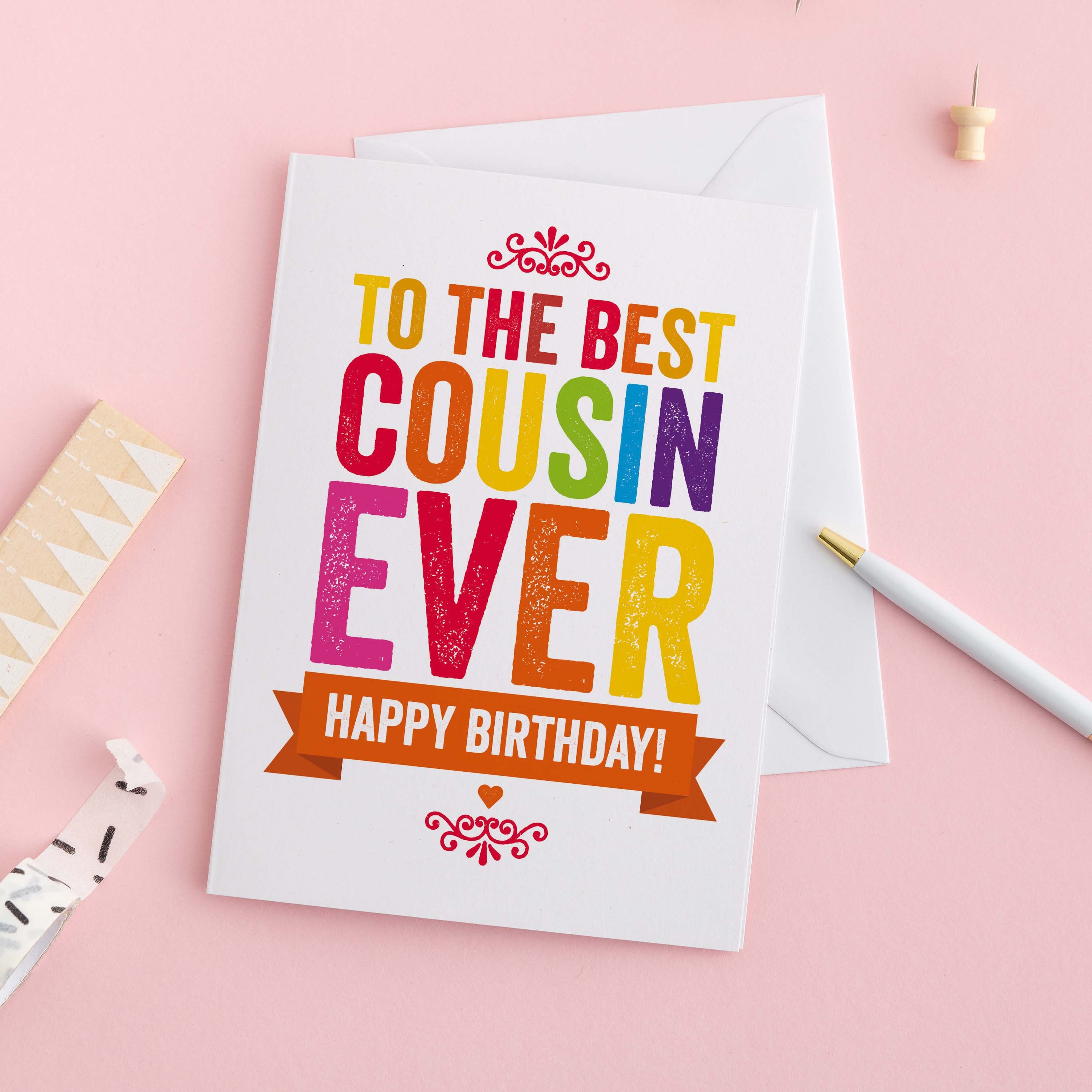 Personalised Best Ever Cousin Birthday Card Any Family Name