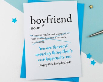Personalised Boyfriend | Dictionary Boyfriend | Dictionary Card | Birthday Card | Boyfriend Birthday Card | Card for Boyfriend