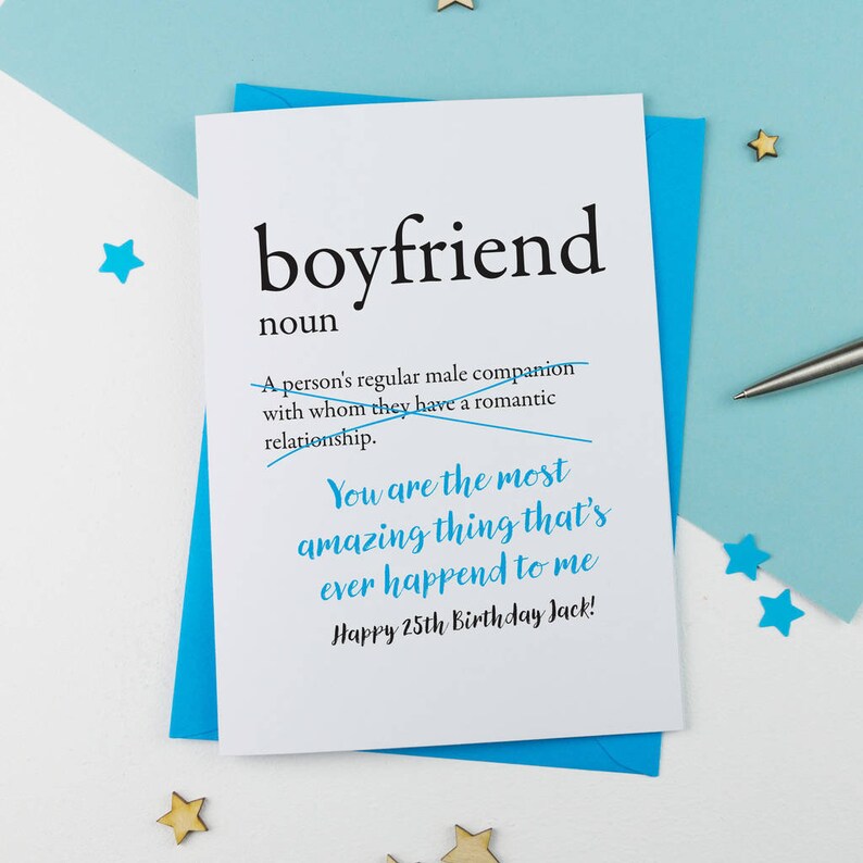Dictionary Boyfriend Personalised Birthday Card Etsy UK