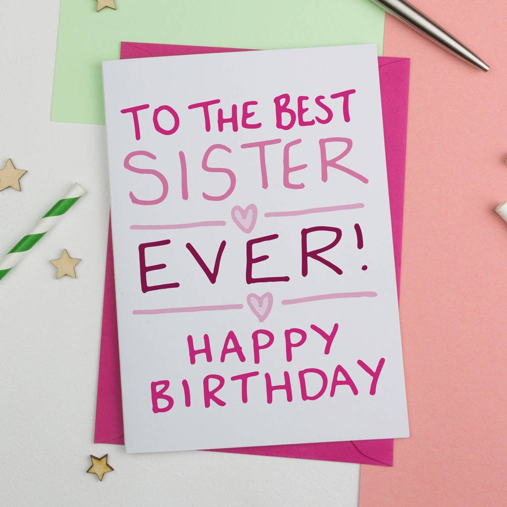 Best Sister Ever Hand-drawn Birthday Card - Etsy Finland