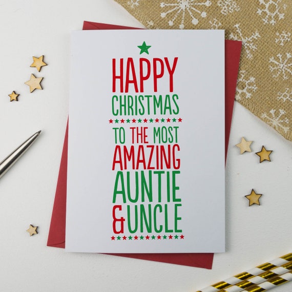 Amazing Auntie Aunty Aunt And Uncle Christmas Card Etsy