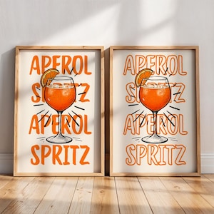 Aperol Spritz Wall Art Print – Vintage Italian Cocktail Poster, Summer Bar Decor Gift