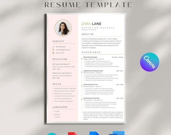 ATS Resume Template | Canva CV with Cover Letter (Digital Download)