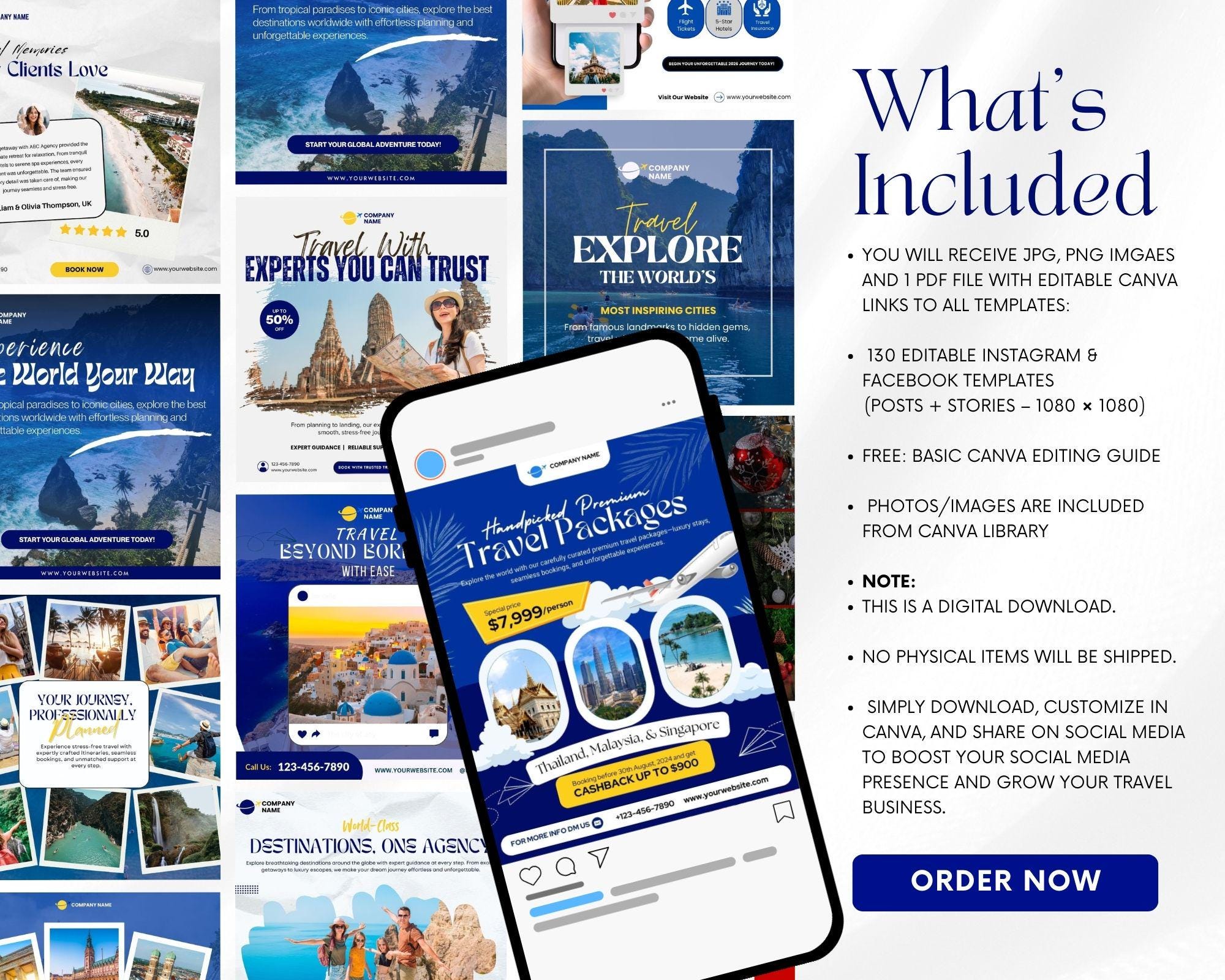 130 Travel Agent Canva Templates | Instagram and Facebook Social Media ...