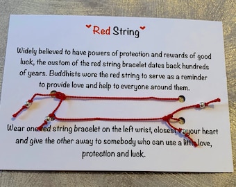 Red String of fate Kabbalah Bracelets, Sterling Silver Silk Bracelets, Couples Gifts, His And Hers Bracelet, Matching Bracelet, Red cord