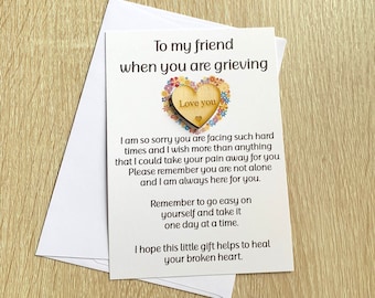 Gift for grieving friend, sympathy card for bereavement, thinking of you friendship card and token, always in my thoughts gift, bereavement