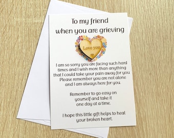 Sympathy Card: Bereavement Gift with Wooden Heart Token