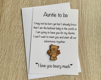 Auntie to be congratulations card, gift from the bump, pregnancy new baby card, best Aunty to be card, love from bump, baby announcement