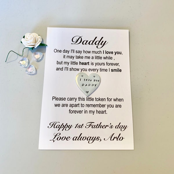 1st fathers day gift for daddy from baby, personalised gift from baby, first fathers day card, I love you daddy gift, daddy pocket token