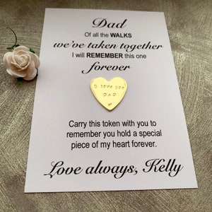 Dad wedding day father of the bride keepsake heart token, gift from daughter