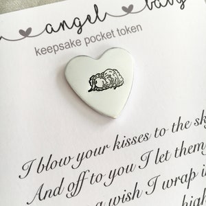 Angel baby, miscarriage keepsake, angel pocket token, baby loss gift, daddy of an angel, remembrance gift, loss of child, mummy of an angel