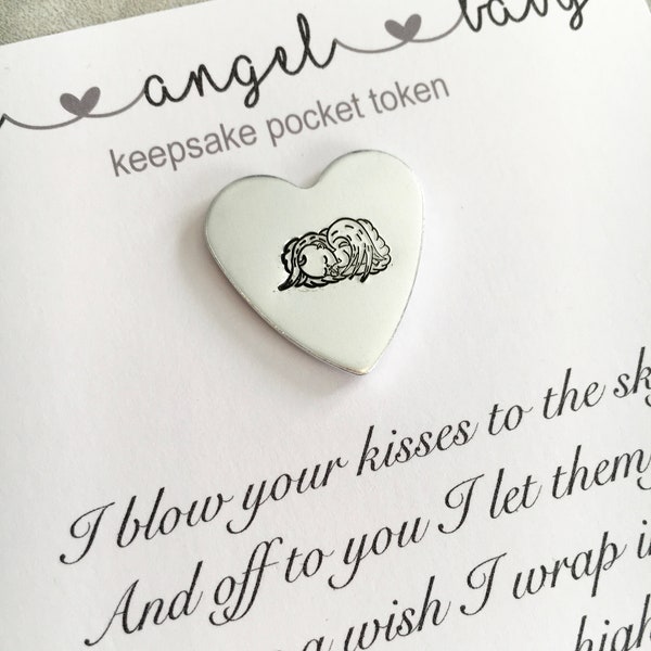 Angel baby, miscarriage keepsake, angel pocket token, baby loss gift, daddy of an angel, remembrance gift, loss of child, mummy of an angel