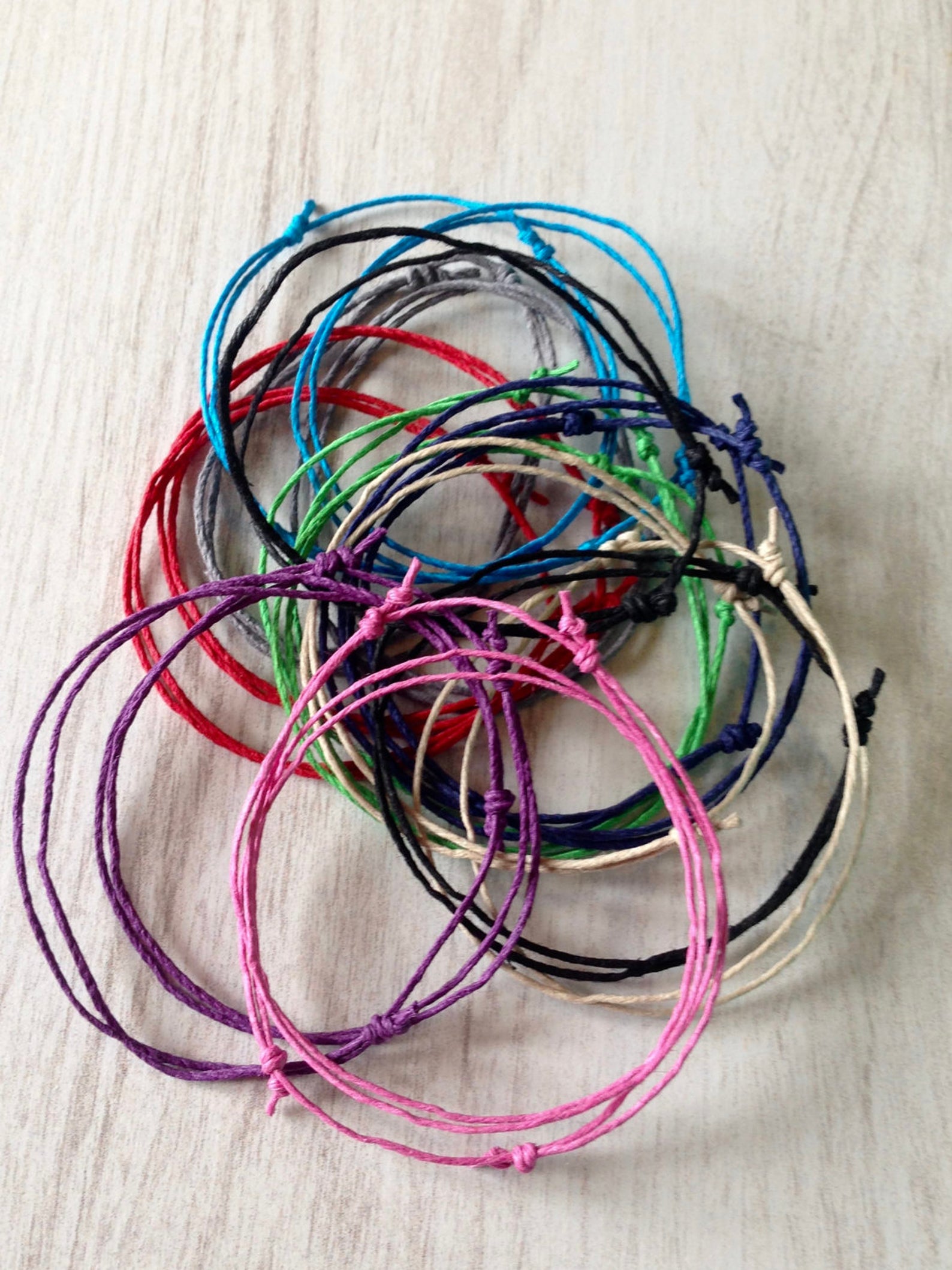 2 x black string bracelet adjustable cord bracelet mens Etsy