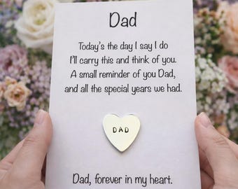 Personalized Dad Memorial Wedding Token: Hand Stamped Heart Keepsake