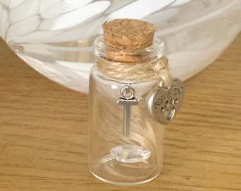 Pet loss memorial keepsake bottle for fur or ashes, personalised tiny keepsake bottle in remembrance of dog, cat