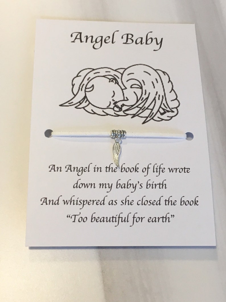 Angel baby card miscarriage jewellery angel wing bracelet Etsy