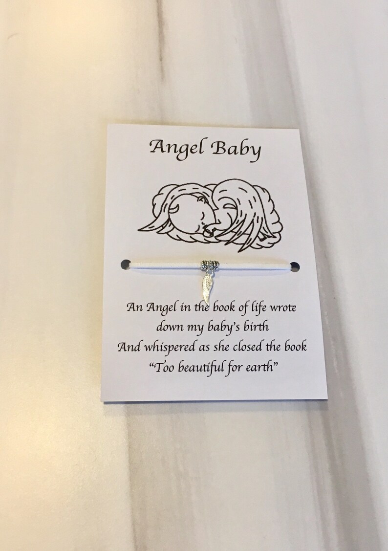 Angel baby card miscarriage jewellery angel wing bracelet Etsy