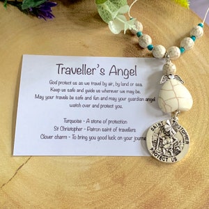 St Christopher guardian angel car mirror charm Angel gift for travellers Leaving home gift Gap year adventures New driver gifts image 5