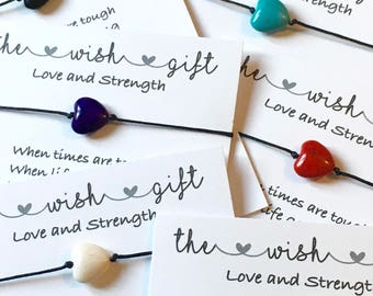 Thinking of you strength Heart Bracelet: Adjustable Cord, Inspirational Gift
