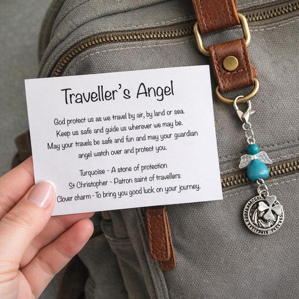 St Christopher Turquoise Travel Angel Charm: Leaving Gift