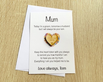 Personalised mother of the groom gift for wedding day, thank you gift for grooms parents