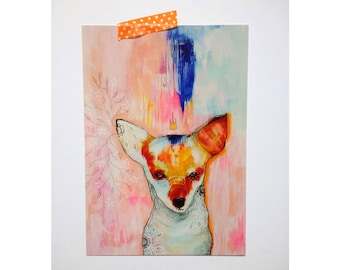 Fox glossy oversized postcard poster print painting art print A5 size - Fox