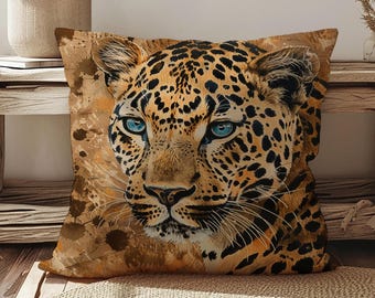 Leopard Pillow Cover • Safari Animal Print Cushion • Statement Wildlife Decor