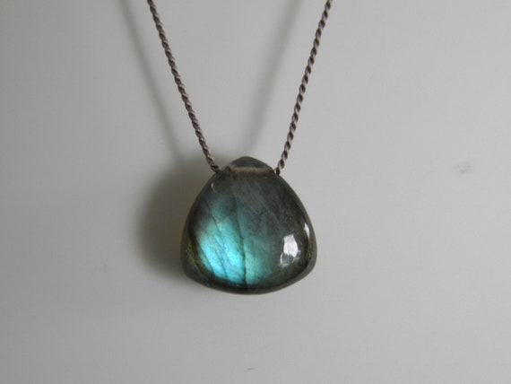 Flashy Labradorite Faceted Bead Necklace Sterling Silver Chain Natural Stone Gray Grey Iridescent Simple Necklace Elegant Minimalist #16432