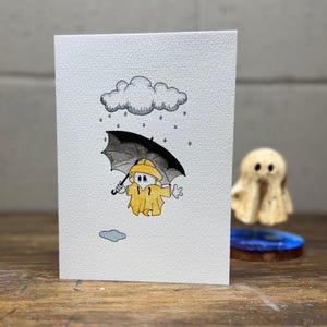 Cartão de arte fantasma pensando em você, personalizado, pintado à mão, presente diário, presente de Halloween, temporada assustadora, arte fofa, cartão de felicitações caprichoso