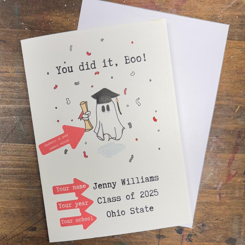 Hand-painted Graduation Ghost Card: Personalized Keepsake Art - Etsy