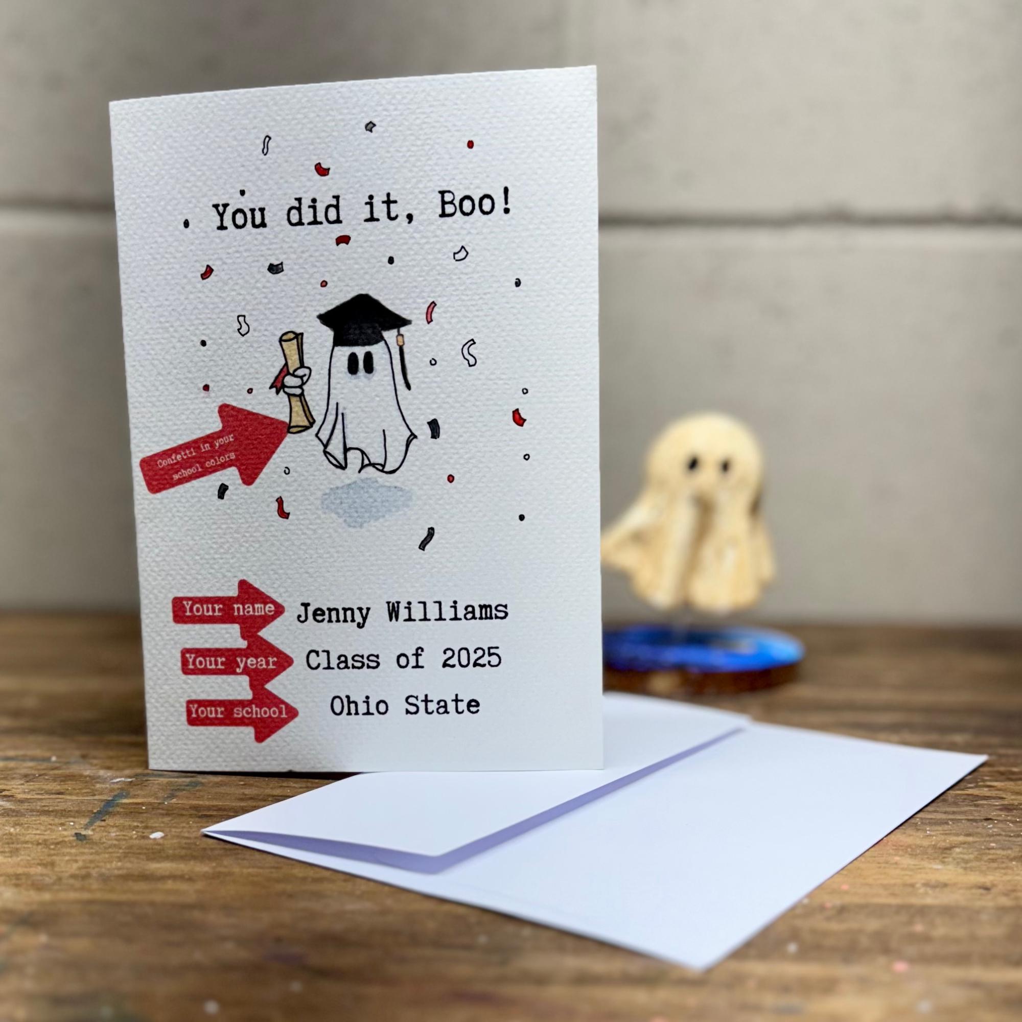 Hand-painted Graduation Ghost Card: Personalized Keepsake Art - Etsy