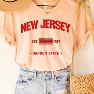 T-shirt New Jersey, chemise New Jersey, carte de l'État du New Jersey, chemise de l'État du New Jersey, chemise de la carte de l'État du New Jersey, vêtements du New Jersey