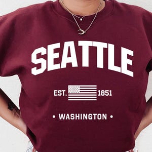 Seattle Sweatshirt, Seattle Shirt, Seattle Tee, Seattle T-shirt, Washington Shirt, Seattle Crewneck, Vacation Shirt Gift, Travel Shirt