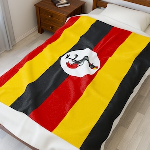 Uganda Velveteen Plush Blanket, Uganda Flag Blanket, Uganda Jersey, Flag of Uganda, Uganda jersey Flag Blanket, Uganda football