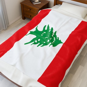 Lebanon Velveteen Plush Blanket, Lebanon Flag Blanket, Lebanon Jersey, Flag of Lebanon, Lebanon jersey, Lebanon Flag, Lebanon football