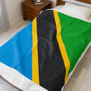 Tanzania Velveteen Plush Blanket,Tanzania Flag Blanket, Tanzania Jersey, Flag of Tanzania, Tanzania jersey Flag Blanket, Tanzania football