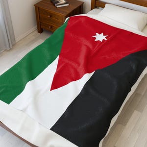 Jordan Velveteen Plush Blanket, Jordan Flag Blanket, Jordan Jersey, Flag of Jordan, Jordan jersey, Jordan Flag, Jordan football