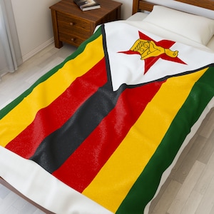 Zimbabwe Velveteen Plush Blanket, Zimbabwe Flag Blanket, Zimbabwe Jersey, Flag of Zimbabwe, Zimbabwe jersey