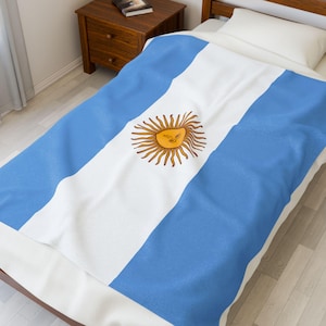 Argentina Velveteen Plush Blanket, Argentina Flag Blanket, Argentina Jersey, Flag of Argentina, Argentina jersey Flag Blanket, Argentina