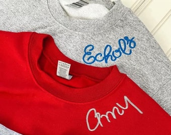 Embroidered Name Sweatshirt-Youth and Adult Monogrammed Neck Sweatshirt