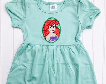 Ariel Cameo Appliqued Dress-Disney Ariel Shirt, Dress, Romper, Bodysuit